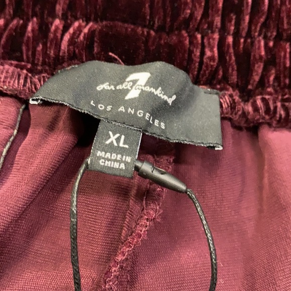 NWT 7 For All Mankind Velvet Jogger Track Pants Maroon - Picture 4 of 5